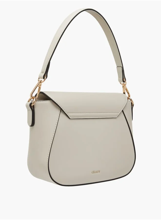 Celeste Women Solid Crossbody Bag with Button Closure and Adjustable Strap