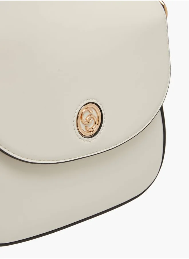 Celeste Women Solid Crossbody Bag with Button Closure and Adjustable Strap
