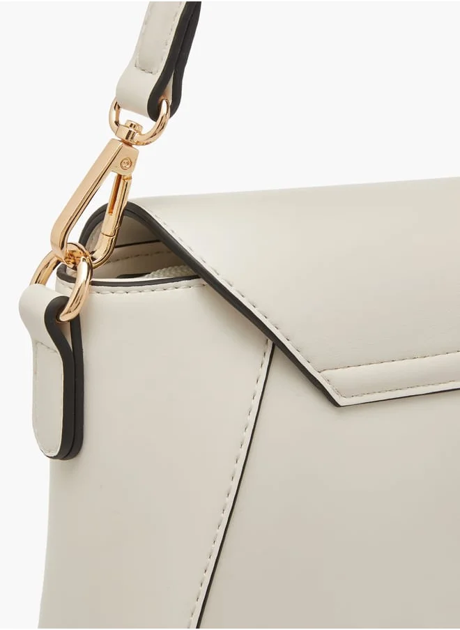 Celeste Women Solid Crossbody Bag with Button Closure and Adjustable Strap