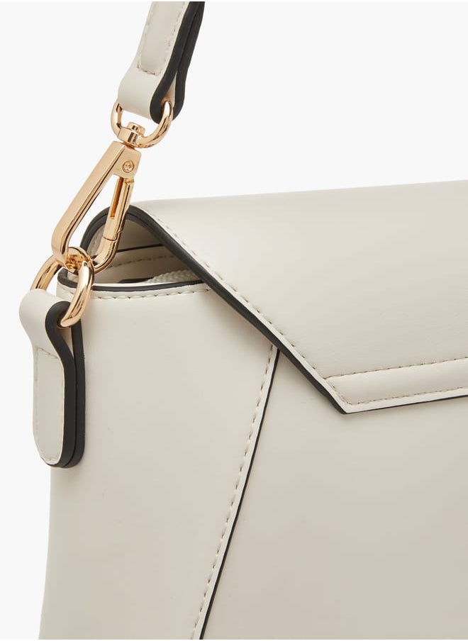 Celeste Women Solid Crossbody Bag with Button Closure and Adjustable Strap  - Image 5