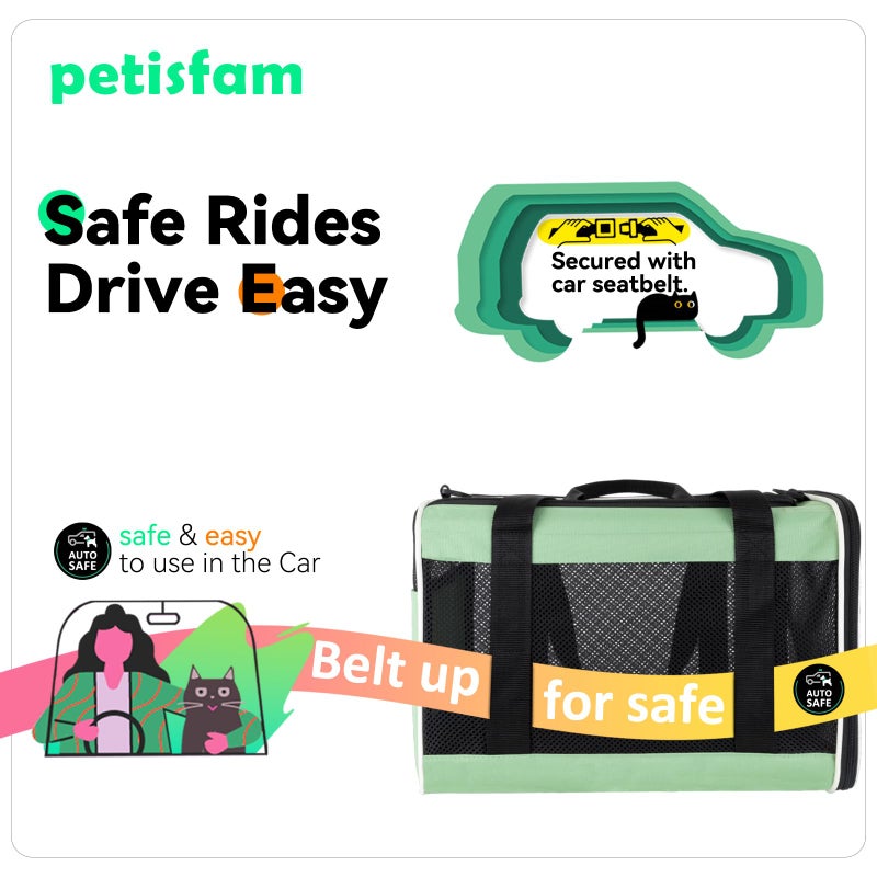 petisfam حاملة الحيوانات الأليفة من بيتيسفام سهلة التحميل للقطط الكبيرة والمتوسطة، 2 قطط وكلاب صغيرة مع سرير مريح. - Image 3