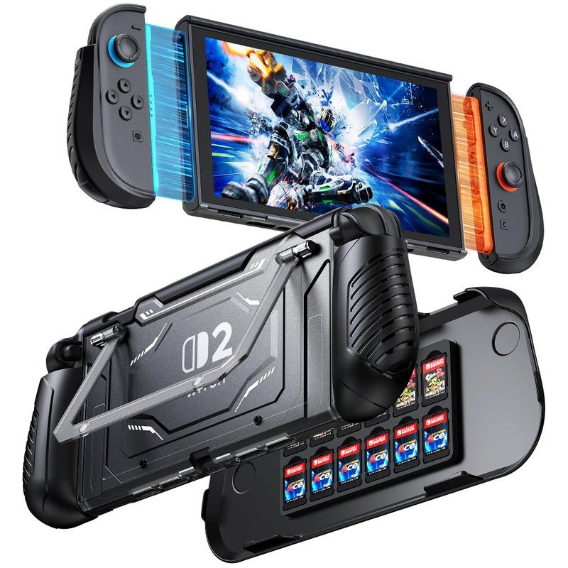 FYOUNG Dockable Protective Case for Nintendo Switch 2 with Hard PC Front Cover, Adjustable Kickstand, 12 Game Card Slots, TPU Grip for Joycon, Shock-proof&Anti-Scratch Shell for Switch 2 Accessories - Image 1