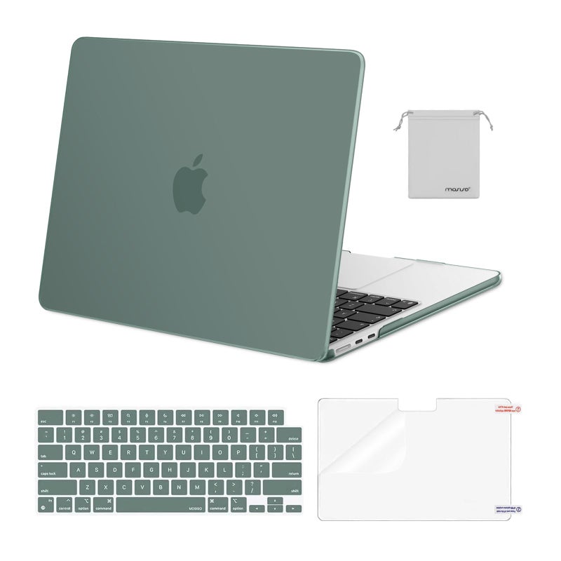 MOSISO Compatible with MacBook Air 13 inch Case M5 2026 M4 2025 M3 M2 20242022 A3449 A3240 A3113 A2681Hard ShellKeyboard CoverScreen FilmPouch for MacBook Air 136 inch Case Emerald Green - Image 2