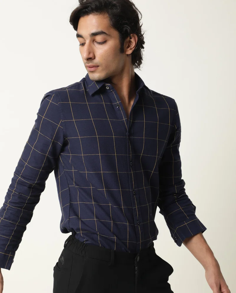 Rare Rabbit Men's Windowpane Check Shirt
