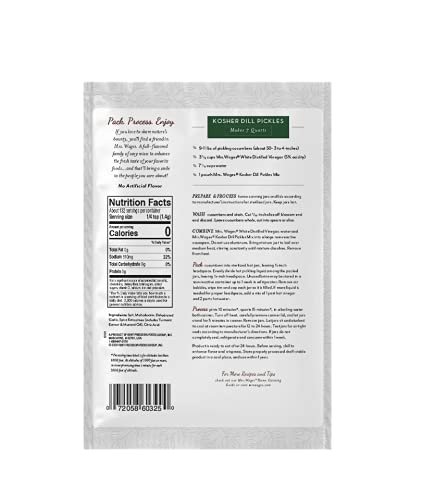 Mrs. Wages Kosher Dill Pickles Quick Process Mix, Quick and Easy, Simple-To-Use, Traditional Pickle Flavoring, Enhance Your Pickling Cucumbers, 6.5 oz Packet (Value Pack of 6) - Image 2