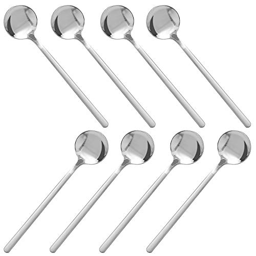 findTop Pack of 8, Stainless Steel Espresso Spoons, findTop Mini Teaspoons Set for Coffee British Tea Dessert Cake Ice Cream Cappuccino, 5.3 Inch - Image 1