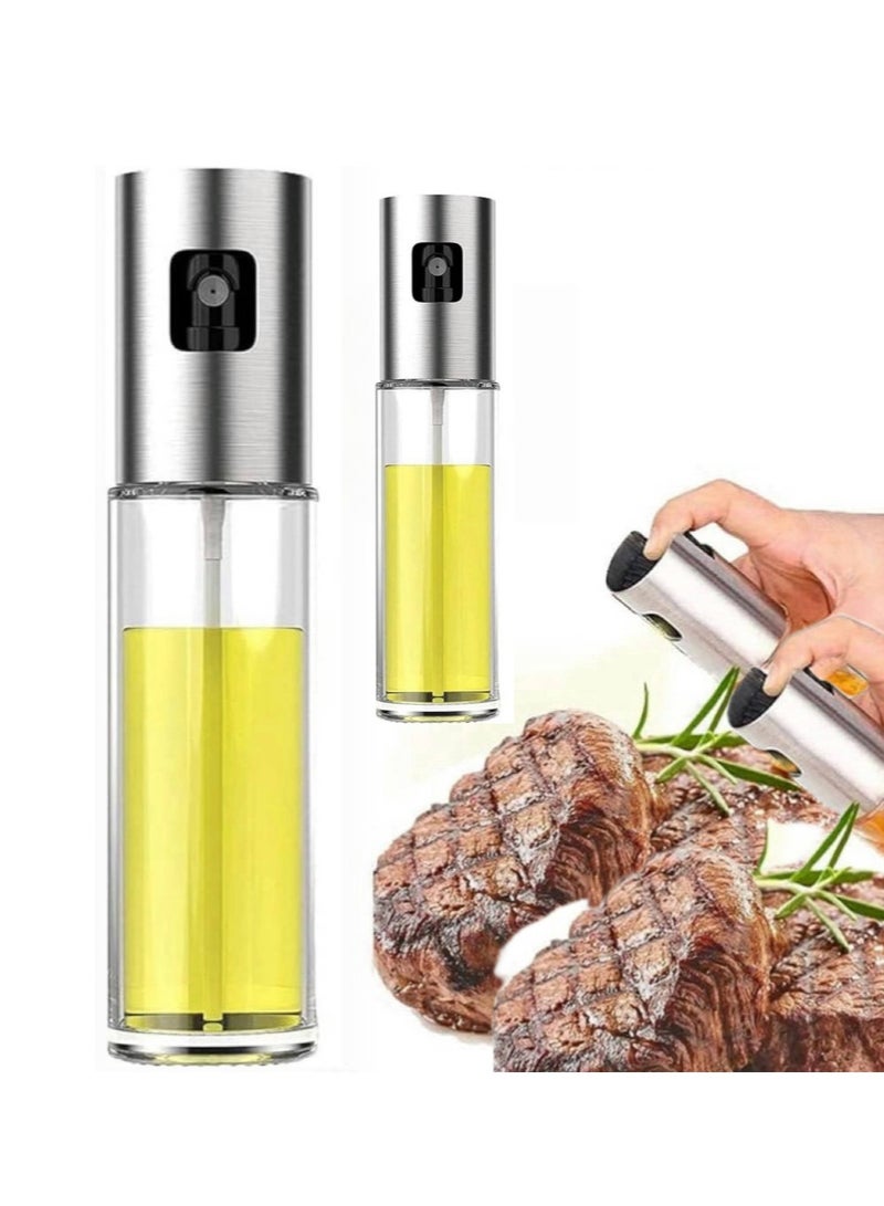 2pcs Oil Sprayer Dispenser, Bottle Vinegar Sprayer, Dressing Spray Grilling Olive Oil Glass Bottle 100ml, Kitchen Gadgets for Air Fryer Cooking Salad Baking BBQ 