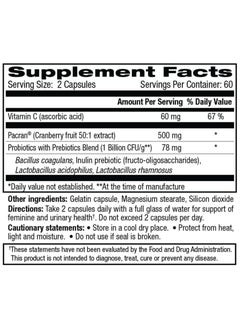 vH Essentials Probiotics with Prebiotics and Cranberry 120 Capsules  - Image 2