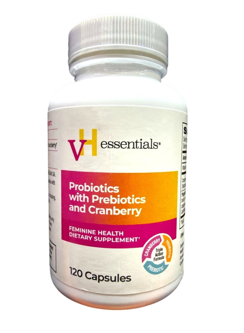 vH Essentials Probiotics with Prebiotics and Cranberry 120 Capsules Packaging may vary - Image 1