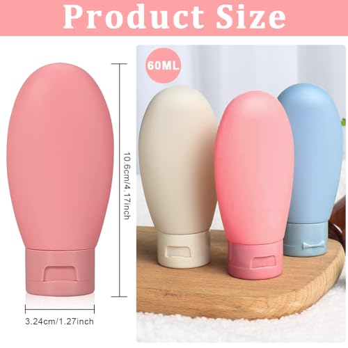 MAYCREATE 3pcs Travel Bottles for Toiletries, 60ml Refillable Toiletries Travel Bottle with Lid, Leak Proof Empty Small Squeeze Bottles Kit for Toiletries, Shampoo, Lotion - Image 2