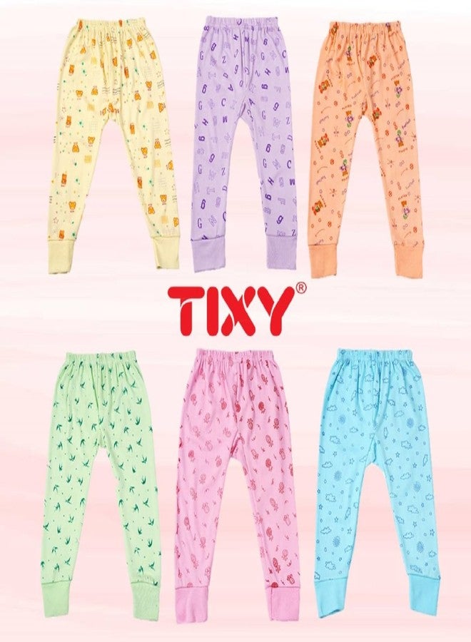 TIXY Kids Baby Boys & Girls Printed Cotton Pajama/Pajami Bottom Pants with Rib/Grip for Infant & Toddlers- (Light/Dark) Multicolor (Pack of 6) - Image 2