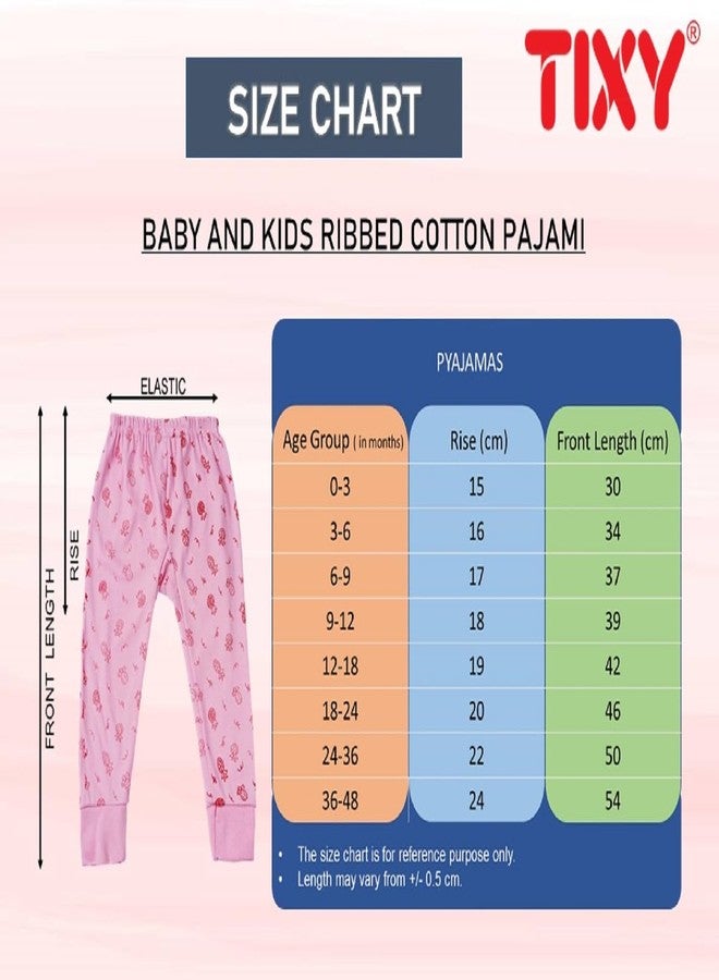 TIXY Kids Baby Boys & Girls Printed Cotton Pajama/Pajami Bottom Pants with Rib/Grip for Infant & Toddlers- (Light/Dark) Multicolor (Pack of 6) - Image 3