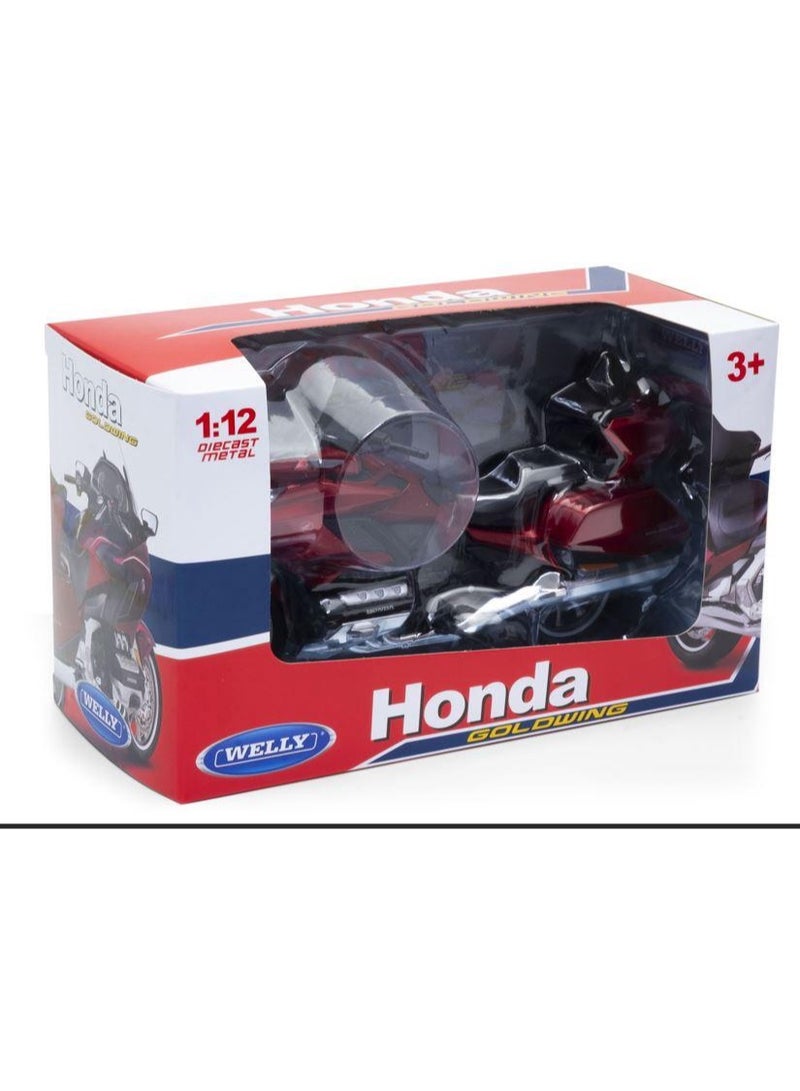ويلي نموذج دراجة نارية هوندا جولد وينج مصبوب بمقياس 1:12 - دراجة سياحية حمراء - لعبة للأطفال وهواة الجمع (من سن 3 سنوات فما فوق) - Image 4