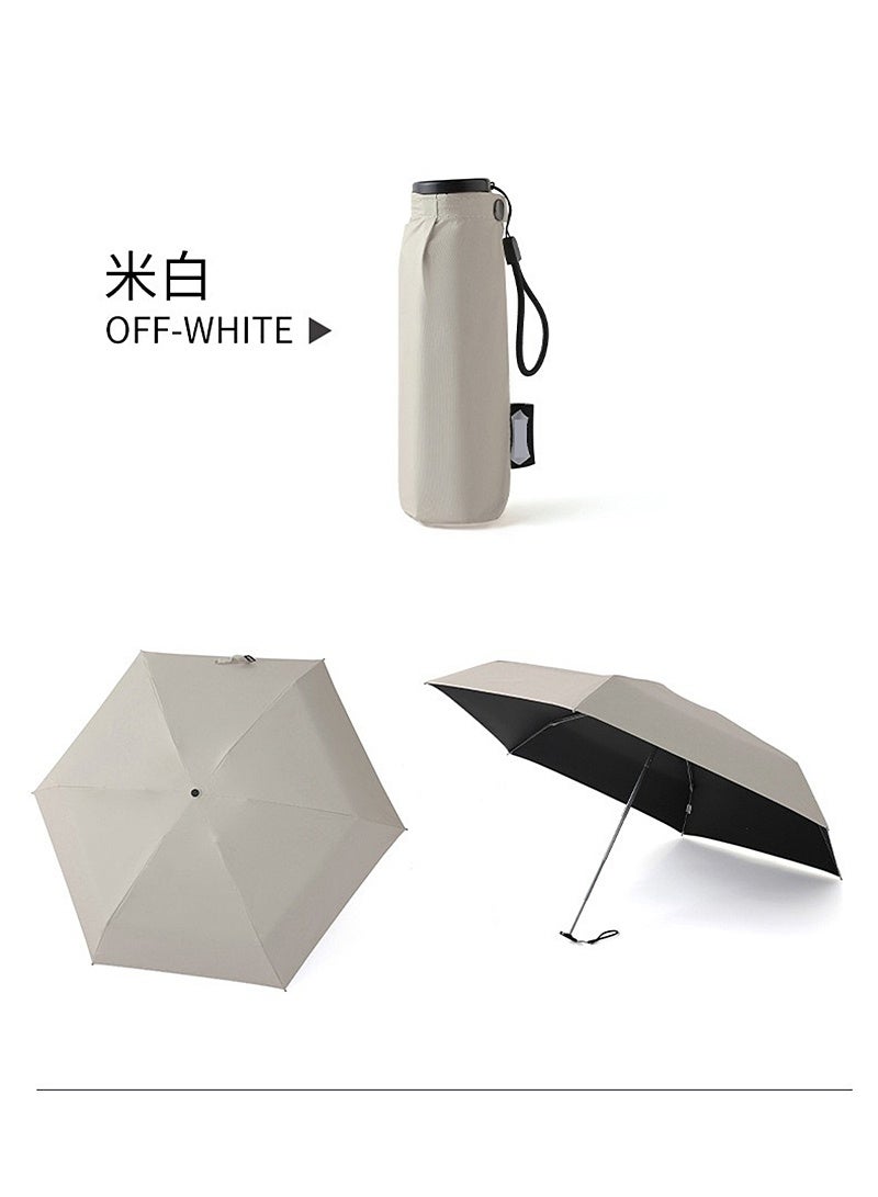 Pocket Mini Umbrella Woman UV Protection Girls Sun Umbrella Parasol 6 Ribs Carbon Fiber Compact Umbrella Foldable NYS-007-5-Beige - Image 2