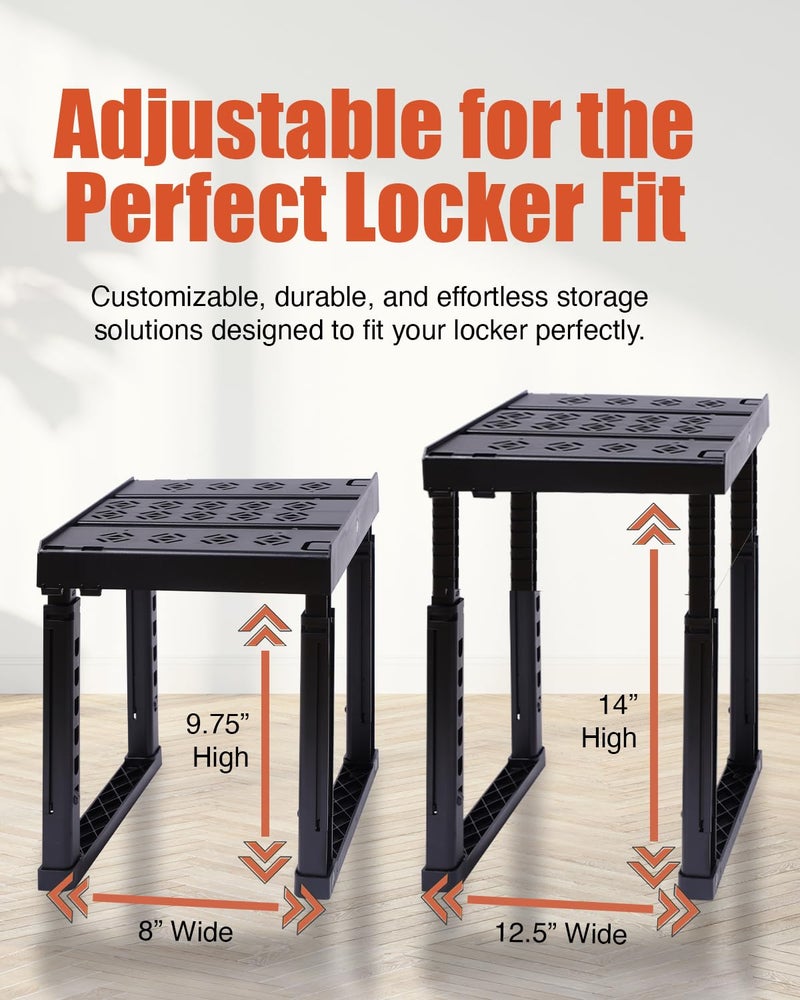 Piffny Locker Organizer Shelfï¼Œ Adjustable Width and Height, Stackable, Ideal Locker Shelf for School, Office, Gym Lockers, or Even Kitchen Cabinets & Under Sink Organization (Black 1 Pack) - Image 2