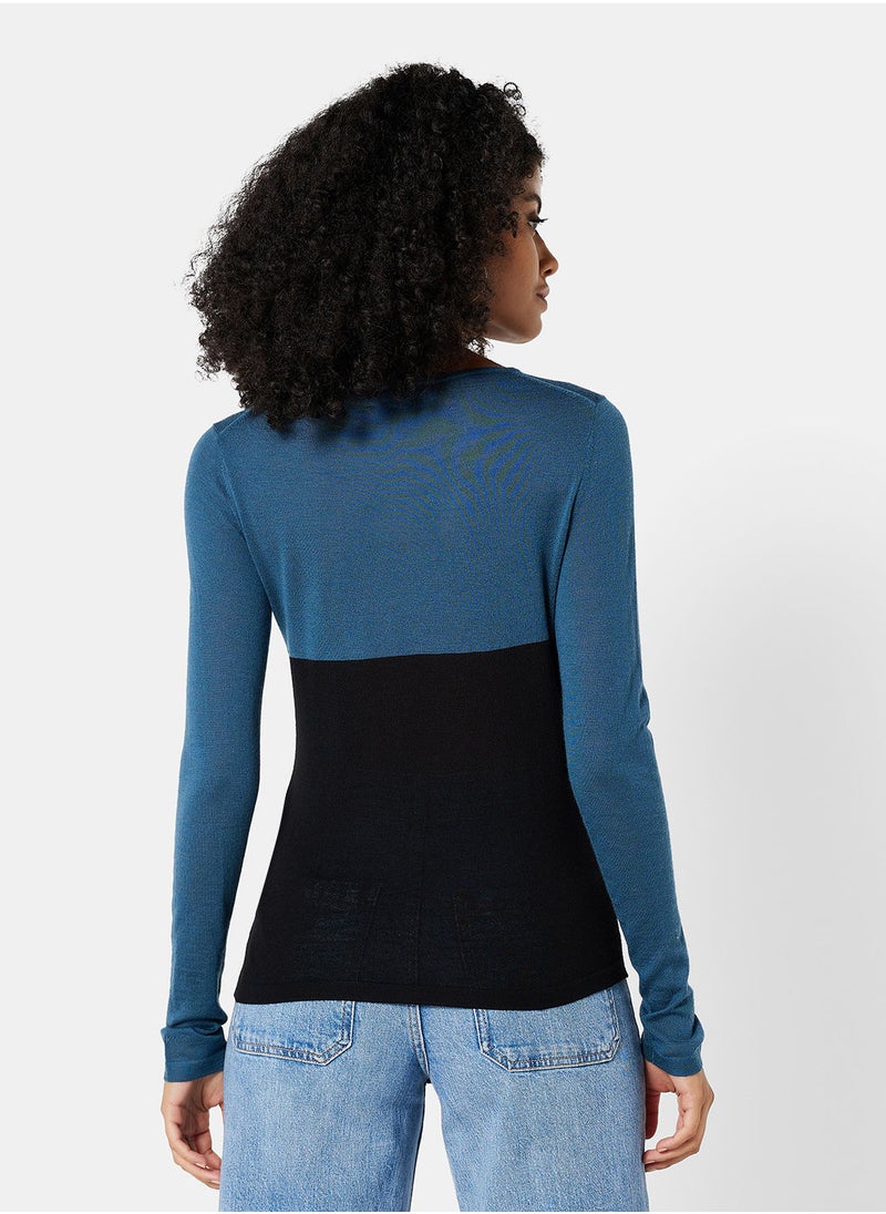 CALVIN KLEIN - Colourblock Wool Sweater - Image 1