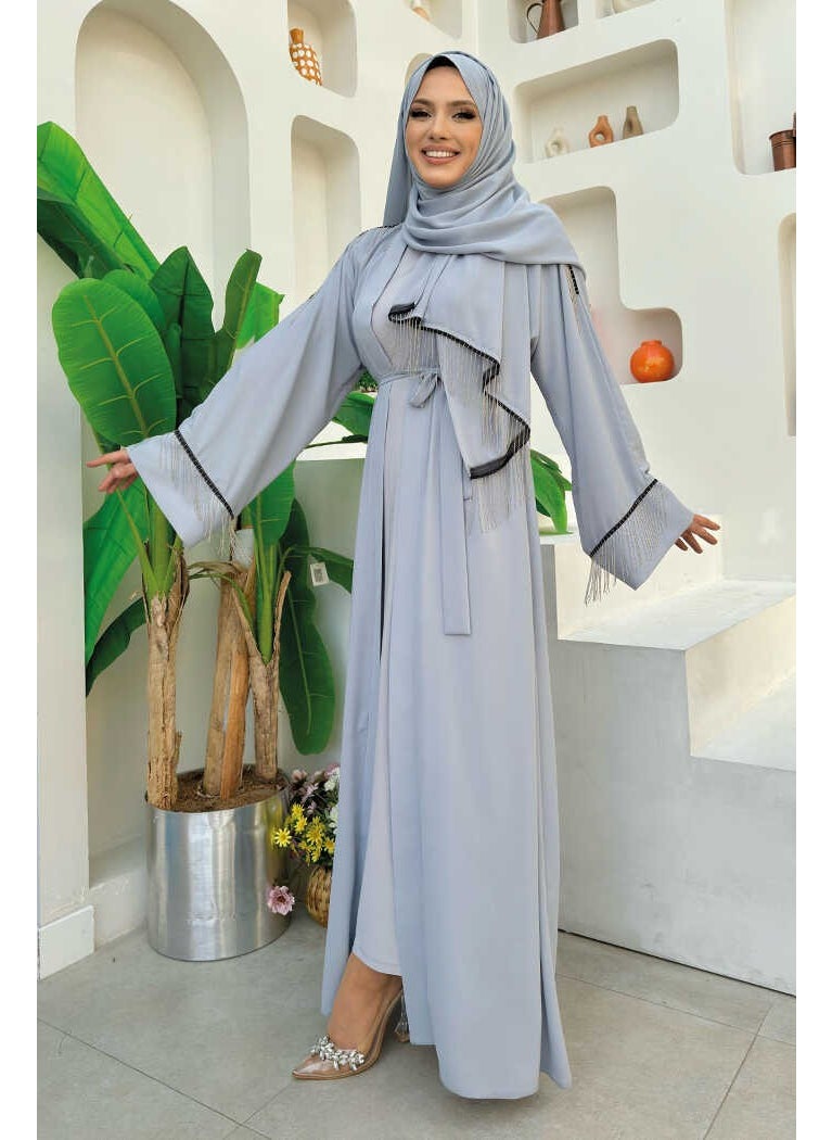 Chain Tassel Detail Shawl Abaya 7887 Gray - pzsku/Z129037503CC3B53038DCZ/45/_/1738060357/17ace4e2-838c-44a8-a83f-910e7beb0b1c