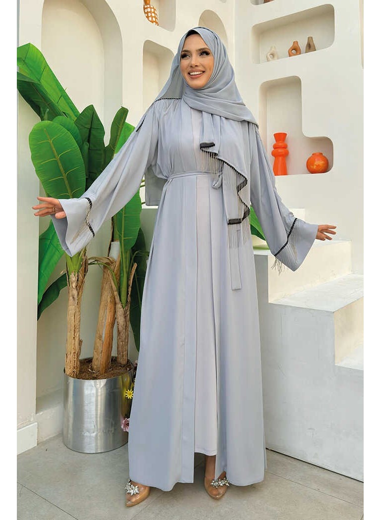 Chain Tassel Detail Shawl Abaya 7887 Gray - pzsku/Z129037503CC3B53038DCZ/45/_/1738060413/1240fe89-d03a-426b-b8fa-805a65e2bf51