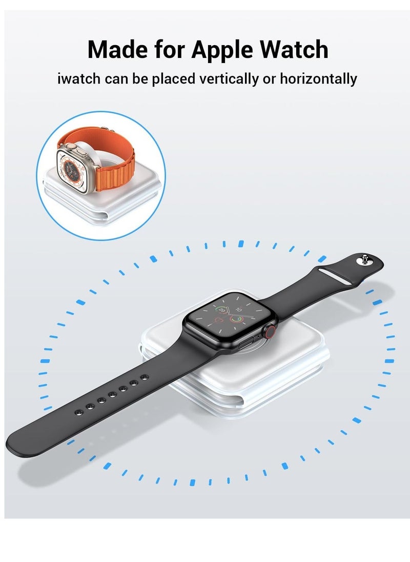 ELTRAZONE Wireless Charger 3-in-1 Magnetic Foldable Charging Station | Fast Wireless Charging for iPhone 13/12/11 Pro Max/X/Xs Max/8/8 Plus, AirPods 3/2/Pro, iWatch Series 7/6/5/SE/4/3/2, Samsung Phones (White), USB-C - Image 2