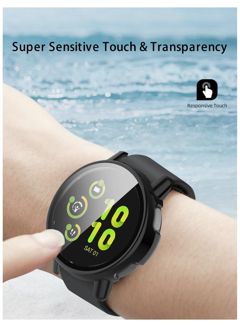 1pcs Glass+Case Protective PC Case Glass For Garmin Vivoactive 6 All-around Screen Protector Bumper Protective Cover Compatible With Vivoactive6 Cover Shell (Black) - Image 5