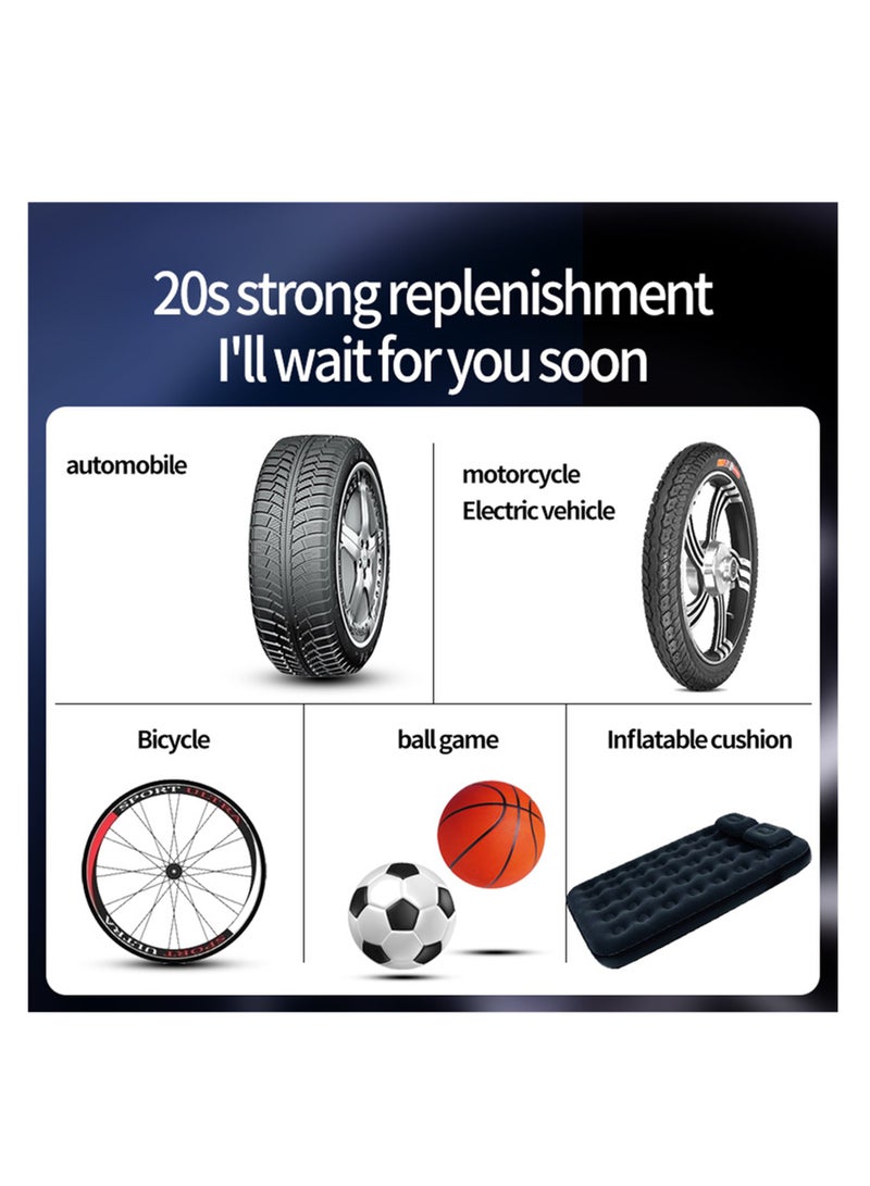 Air Compressor Tire Inflator Led Light Air Pump Portable, Tire Pump Pressure Gauge Car Tires Pressure Digital Tire, Car Air Pump Tire Electric Handheld Air Pump Smart Wireless Bicycle - Image 4