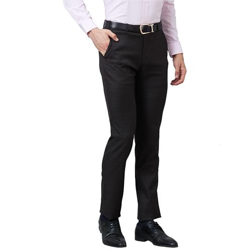 Raymond Men's Slim Fit Poly Viscose Blend Flat Front Solid Pattern Dark Brown Formal Trouser (Size: 38)-RMTS05270-O7 - Image 2