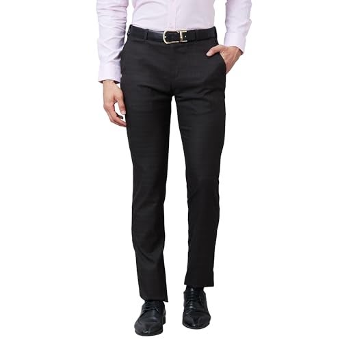 Raymond Men's Slim Fit Poly Viscose Blend Flat Front Solid Pattern Dark Brown Formal Trouser (Size: 38)-RMTS05270-O7 - Image 1
