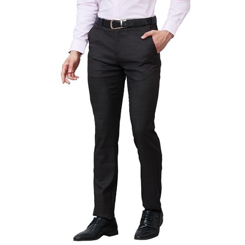 Raymond Men's Slim Fit Poly Viscose Blend Flat Front Solid Pattern Dark Brown Formal Trouser (Size: 38)-RMTS05270-O7 - Image 3