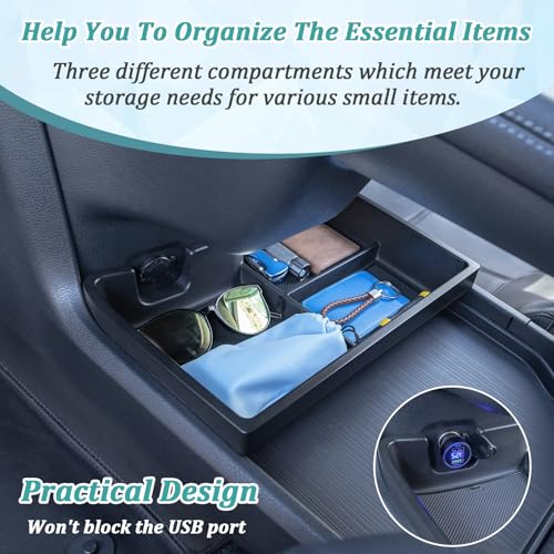 TOPINSTALL New Console Bottom Organizer Compatible with 2021-2025 Toyota Sienna Accessories, Lower Center Console Tray Interior Storage Box with Multiple Compartments - Image 5