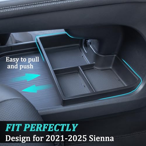 TOPINSTALL New Console Bottom Organizer Compatible with 2021-2025 Toyota Sienna Accessories, Lower Center Console Tray Interior Storage Box with Multiple Compartments - Image 3