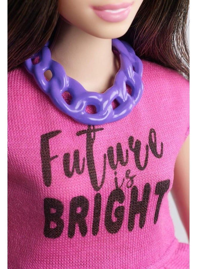 Mattel BARBIE Barbie Mattel FJF58 Fashionistas Doll in Pink Top and Red Shorts  - Image 4