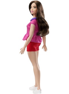 Mattel BARBIE Barbie Mattel FJF58 Fashionistas Doll in Pink Top and Red Shorts  - Image 3