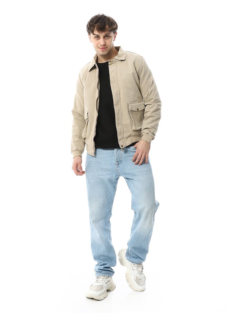 Andora Ecru Double Pockets Casual Jacket_Beige - Image 5