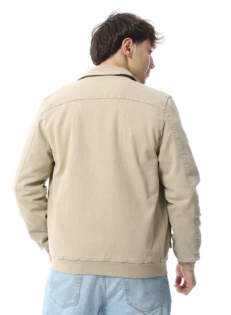 Andora Ecru Double Pockets Casual Jacket_Beige - Image 3