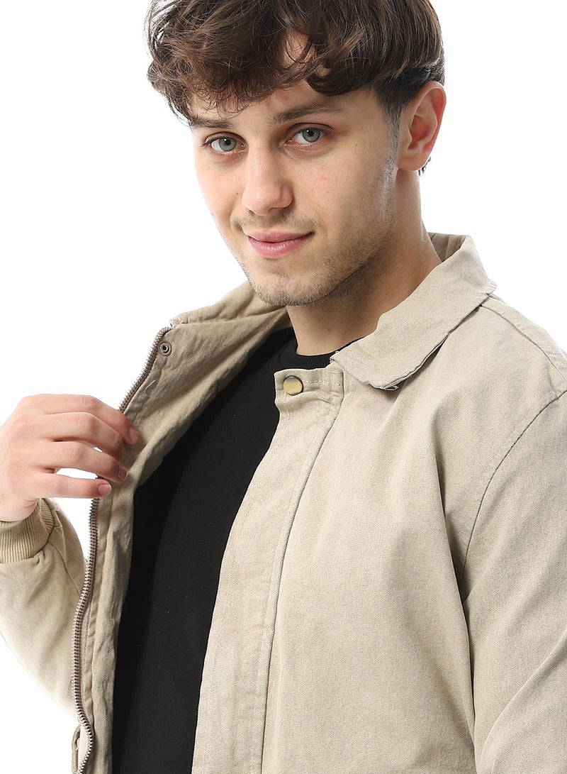 Andora Ecru Double Pockets Casual Jacket_Beige - Image 4