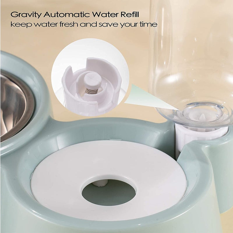 CREDLY 2 in 1 Bowl Water and Food Cat Feeder with Detachable Stainless Steel Bowl and Automatic Water Dispenser Bottle for Small Pets (Set of 1) - Image 4