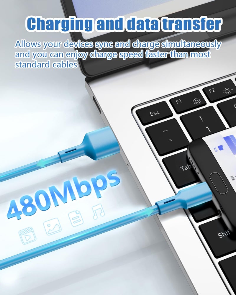 شيتيك 8 عبوات (3 قدم/1 متر) كابل Micro USB، سلك USB إلى Micro لأندرويد شاحن عالي السرعة 2.4 أمبير من PVC لأجهزة Samsung Galaxy S6 S7 S4 S3 S2 J1 Note 2، HTC، Kindle، Moto G5 (Micro، 8 عبوات [4 ألوان]، 1 متر) - Image 3