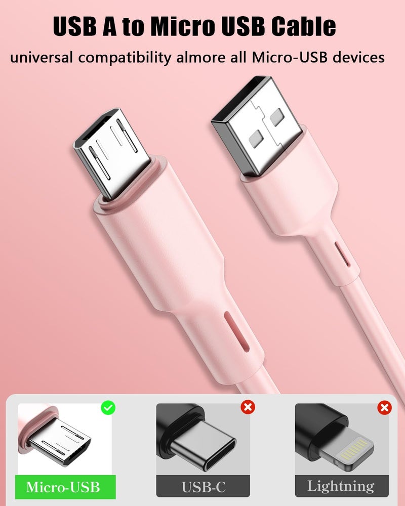 شيتيك 8 عبوات (3 قدم/1 متر) كابل Micro USB، سلك USB إلى Micro لأندرويد شاحن عالي السرعة 2.4 أمبير من PVC لأجهزة Samsung Galaxy S6 S7 S4 S3 S2 J1 Note 2، HTC، Kindle، Moto G5 (Micro، 8 عبوات [4 ألوان]، 1 متر) - Image 2