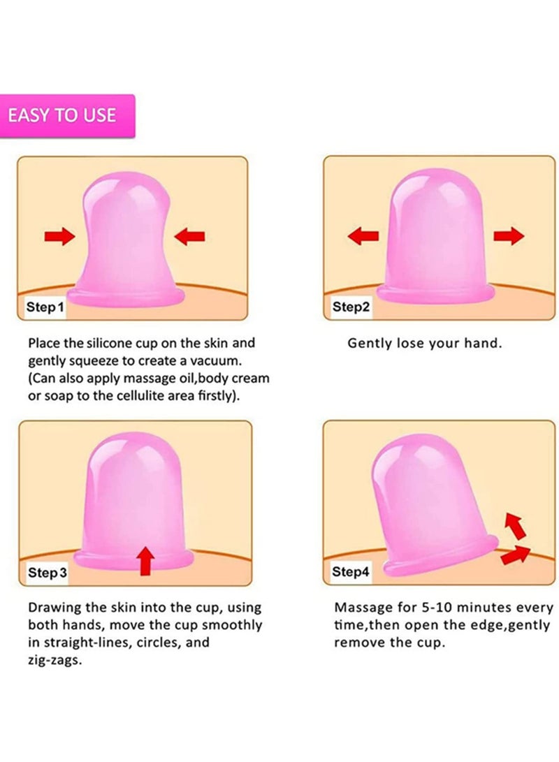 Generic 7Piece Silicone Cupping Therapy Set Anti-Cellulite Vacuum Massage Cups for Body Pain Relief, Face & Eye Massage Home Spa, Skin Tightening, Wrinkle Reduction Includes 4 Sizes - Image 4