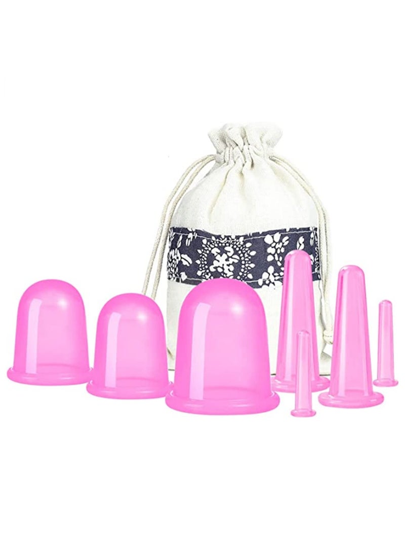 Generic 7Piece Silicone Cupping Therapy Set Anti-Cellulite Vacuum Massage Cups for Body Pain Relief, Face & Eye Massage Home Spa, Skin Tightening, Wrinkle Reduction Includes 4 Sizes - Image 1