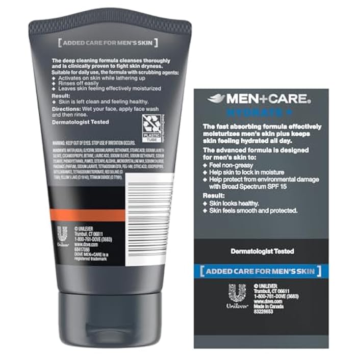 Dove حزمة دوف للرجال + العناية - لوشن للوجه للرجال، ترطيب + SPF 15 و مقشر للوجه، تنظيف عميق + مرطب (طقم من قطعتين) - Image 2
