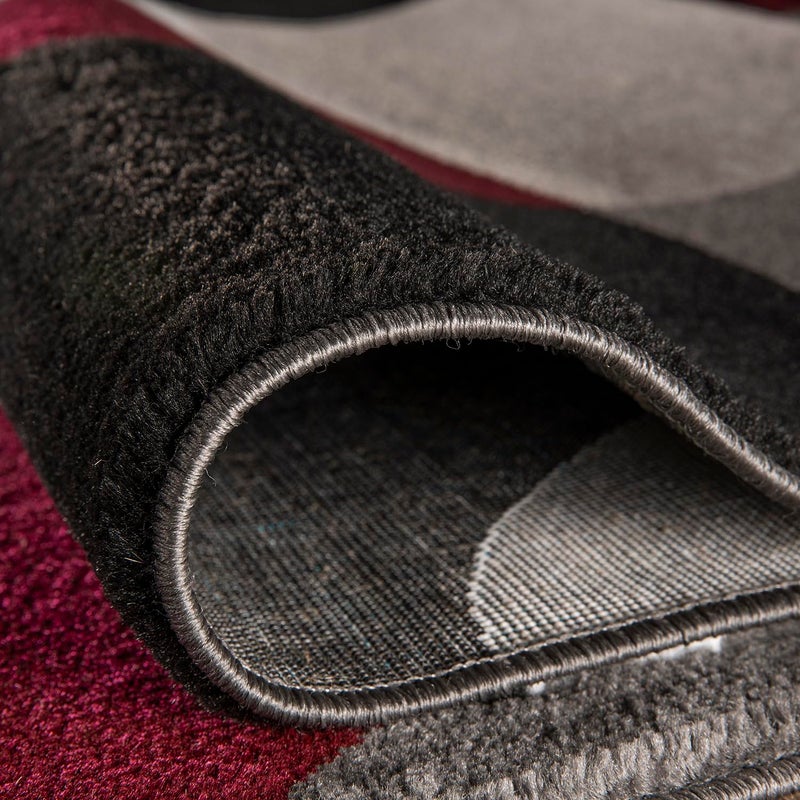 Rugshop Modern Circles Carpet Easy Maintenance for Home Office,Living Room,Bedroom,Kitchen Soft Round Rug 6' 6" (6' 6" Diameter) Burgundy - Image 4