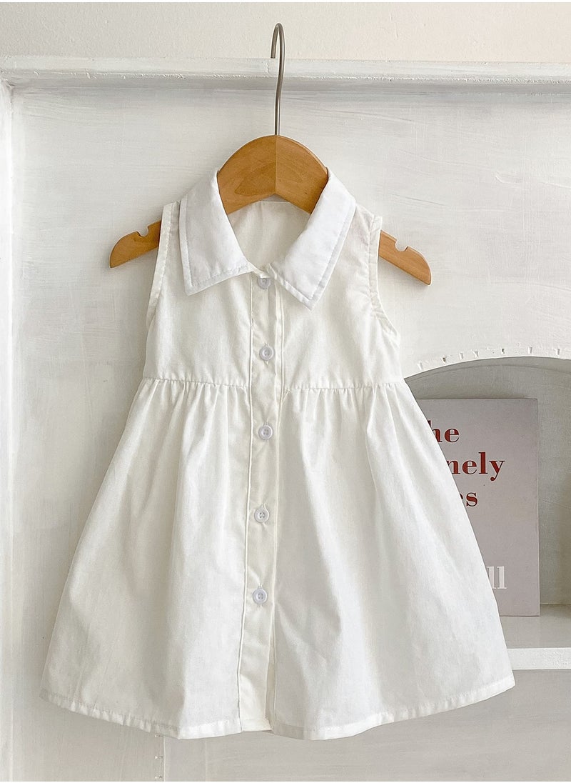 Bafanou Summer Baby Girls Sleeveless White Dresses Newborn clothes  - Image 4