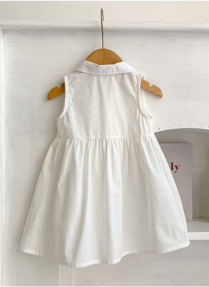 Bafanou Summer Baby Girls Sleeveless White Dresses Newborn clothes  - Image 5