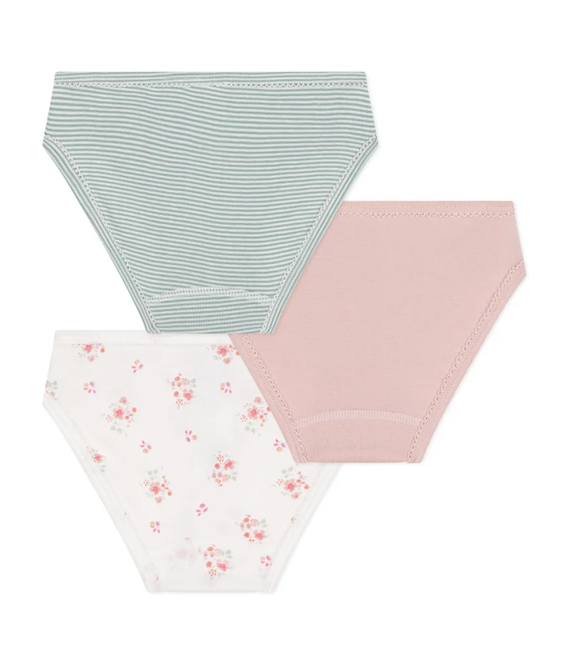 Petit Bateau Children's floral cotton briefs - 3-Pack