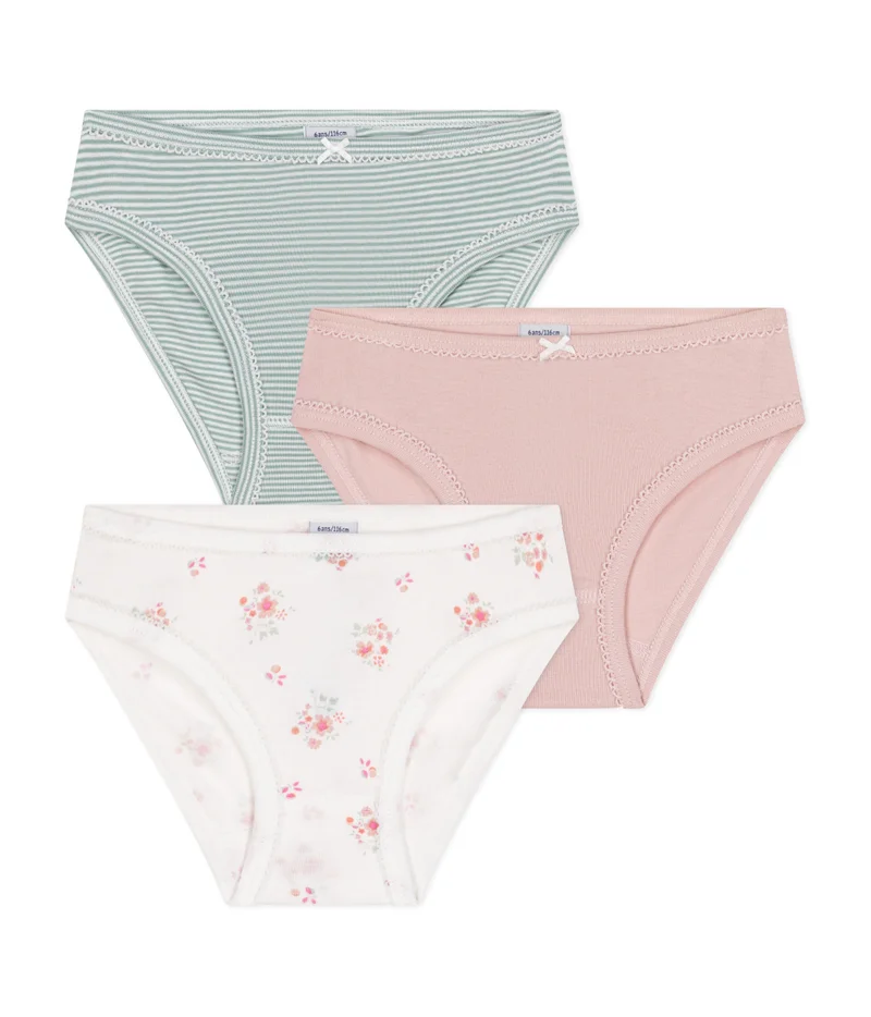Petit Bateau Children's floral cotton briefs - 3-Pack