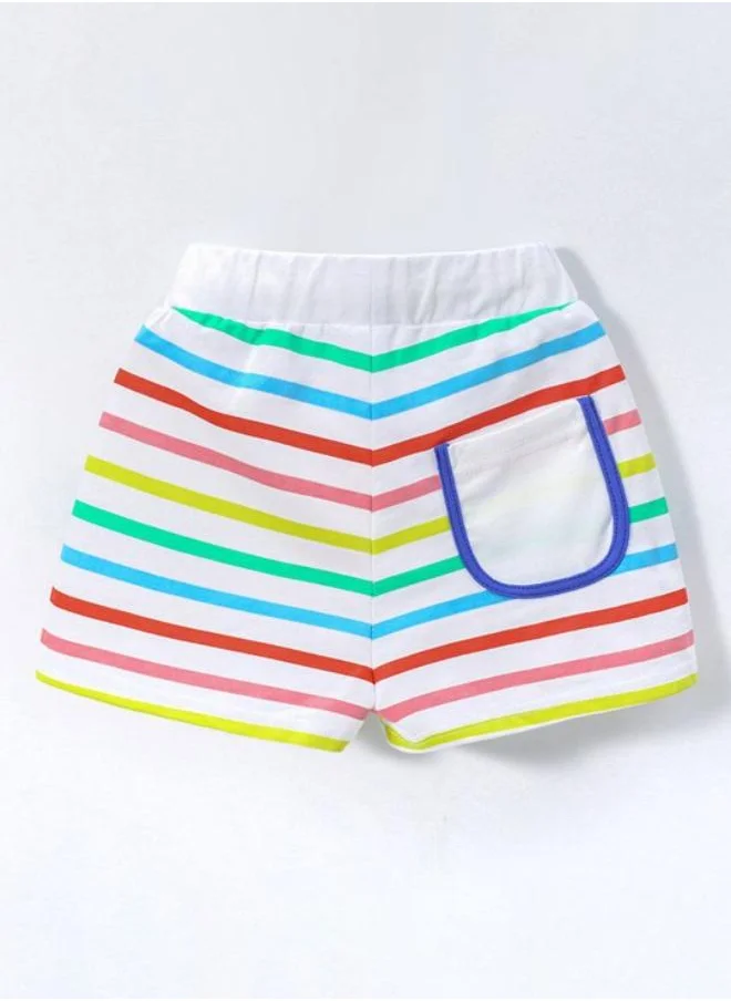 YUNIQEE Multicolour Regular Fit Mid Rise Striped Shorts