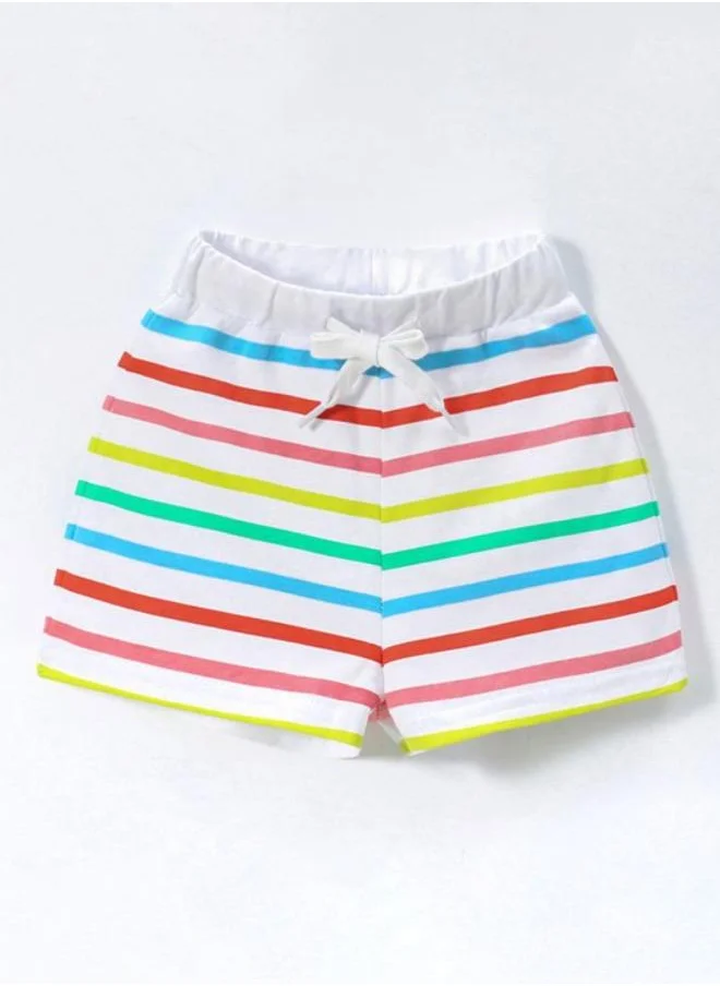 YUNIQEE Multicolour Regular Fit Mid Rise Striped Shorts