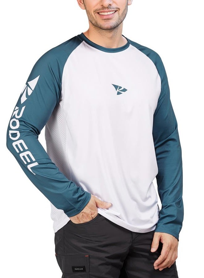 Rodeel Men's Fishing Shirts for Men Long Sleeve Wicking Fabric UPF 50 Sun Protection Performance Shirt, A1.blue Grey, L - Image 3