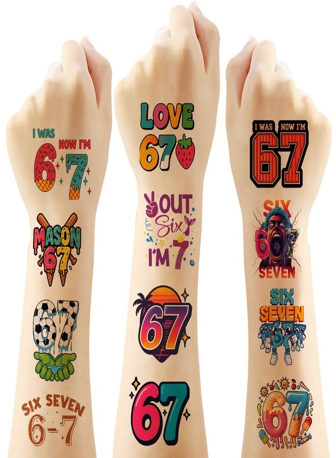 Vozekrod 6 7 party favors,Waterproof Temporary Tattoos for Kids, 120PCS 6 7 Party Decorations, Baseball & Ice Cream Drip Gifts, Smudge-Resistant Fun Tattoos for Teens & Kids - Image 1